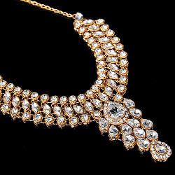 インドアクセサリー3点セット〔ネックレス、ピアス、ティッカ〕　パーティーや結婚式などへ - サブ4