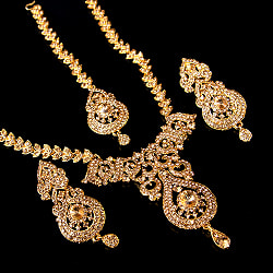 インドアクセサリー3点セット〔ネックレス、ピアス、ティッカ〕　パーティーや結婚式などへ - サブ2