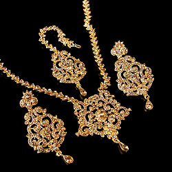 インドアクセサリー3点セット〔ネックレス、ピアス、ティッカ〕　パーティーや結婚式などへ - サブ2