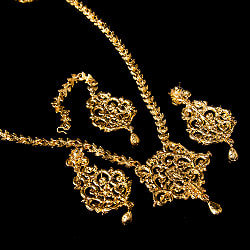 インドアクセサリー3点セット〔ネックレス、ピアス、ティッカ〕　パーティーや結婚式などへ - サブ5