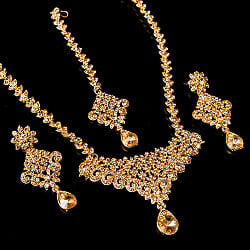 インドアクセサリー3点セット〔ネックレス、ピアス、ティッカ〕　パーティーや結婚式などへ - サブ2