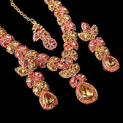 インドアクセサリー3点セット〔ネックレス、ピアス、ティッカ〕　パーティーや結婚式などへ - サブ2