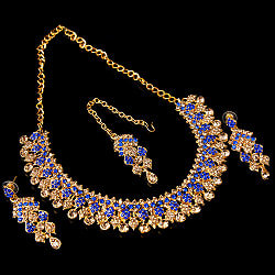 インドアクセサリー3点セット〔ネックレス、ピアス、ティッカ〕　パーティーや結婚式などへ - サブ2