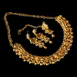 インドアクセサリー3点セット〔ネックレス、ピアス、ティッカ〕　パーティーや結婚式などへ - サブ5