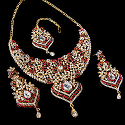 インドアクセサリー3点セット〔ネックレス、ピアス、ティッカ〕　パーティーや結婚式などへ - サブ2