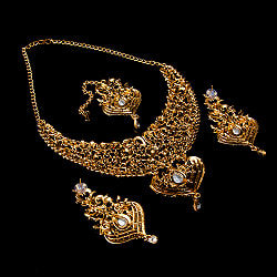 インドアクセサリー3点セット〔ネックレス、ピアス、ティッカ〕　パーティーや結婚式などへ - サブ5