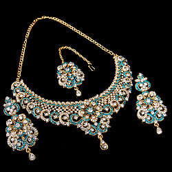 インドアクセサリー3点セット〔ネックレス、ピアス、ティッカ〕　パーティーや結婚式などへ - サブ2