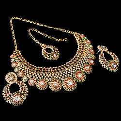 インドアクセサリー3点セット〔ネックレス、ピアス、ティッカ〕　パーティーや結婚式などへ - サブ2