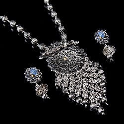 ラバリ族デザイン　トライバル・シルバーメタル　ネックレス＆ピアスセット - サブ5