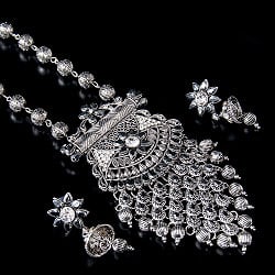 ラバリ族デザイン　トライバル・シルバーメタル　ネックレス＆ピアスセット - サブ2