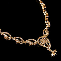 シンプルラインストーンのネックレス＆ピアスセット　パーティーや結婚式などへ　アクセサリーセット - サブ4