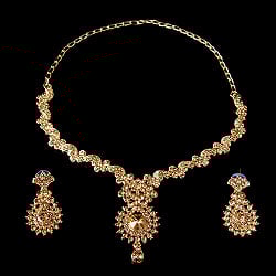 シンプルラインストーンのネックレス＆ピアスセット　パーティーや結婚式などへ　アクセサリーセット - サブ2