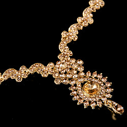 シンプルラインストーンのネックレス＆ピアスセット　パーティーや結婚式などへ　アクセサリーセット - サブ4