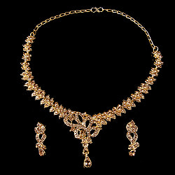 シンプルラインストーンのネックレス＆ピアスセット　パーティーや結婚式などへ　アクセサリーセット - サブ2