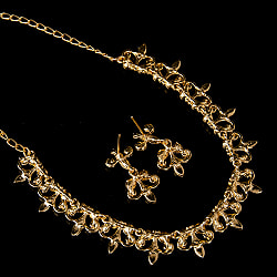 シンプルラインストーンのネックレス＆ピアスセット　パーティーや結婚式などへ　アクセサリーセット - サブ5