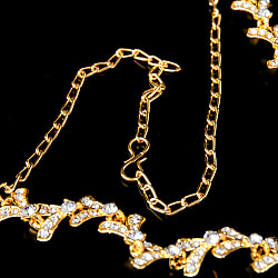 シンプルラインストーンのネックレス＆ピアスセット　パーティーや結婚式などへ　アクセサリーセット - サブ3