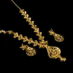 シンプルラインストーンのネックレス＆ピアスセット　パーティーや結婚式などへ　アクセサリーセット - サブ5