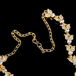 シンプルラインストーンのネックレス＆ピアスセット　パーティーや結婚式などへ　アクセサリーセット - サブ3