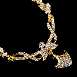 シンプルラインストーンのネックレス＆ピアスセット　パーティーや結婚式などへ　アクセサリーセット - サブ4