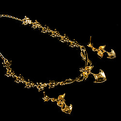 シンプルラインストーンのネックレス＆ピアスセット　パーティーや結婚式などへ　アクセサリーセット - サブ5