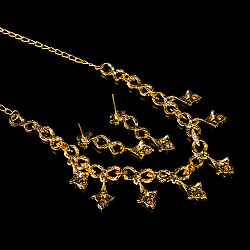 シンプルラインストーンのネックレス＆ピアスセット　パーティーや結婚式などへ　アクセサリーセット - サブ5