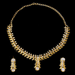 シンプルラインストーンのネックレス＆ピアスセット　パーティーや結婚式などへ　アクセサリーセット - サブ2