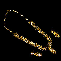 シンプルラインストーンのネックレス＆ピアスセット　パーティーや結婚式などへ　アクセサリーセット - サブ5