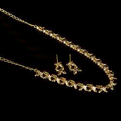 シンプルラインストーンのネックレス＆ピアスセット　パーティーや結婚式などへ　アクセサリーセット - サブ5