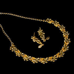 シンプルラインストーンのネックレス＆ピアスセット　パーティーや結婚式などへ　アクセサリーセット - サブ5