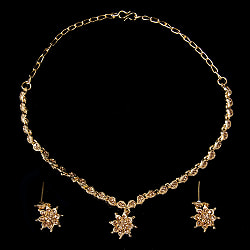 シンプルラインストーンのネックレス＆ピアスセット　パーティーや結婚式などへ　アクセサリーセット - サブ2