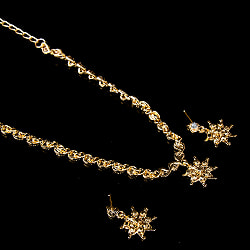 シンプルラインストーンのネックレス＆ピアスセット　パーティーや結婚式などへ　アクセサリーセット - サブ5