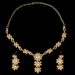 シンプルラインストーンのネックレス＆ピアスセット　パーティーや結婚式などへ　アクセサリーセット - サブ2