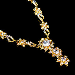 シンプルラインストーンのネックレス＆ピアスセット　パーティーや結婚式などへ　アクセサリーセット - サブ4