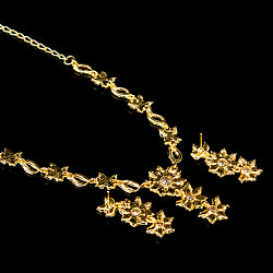 シンプルラインストーンのネックレス＆ピアスセット　パーティーや結婚式などへ　アクセサリーセット - サブ5