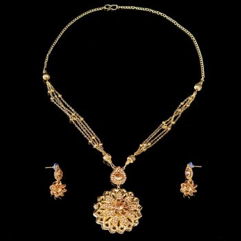 インドアクセサリー2点セット〔ネックレス、ピアス〕　パーティーや結婚式などへ(ID-NECKSET-570)