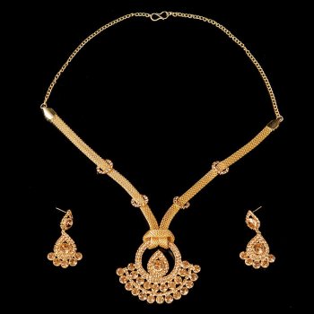 インドアクセサリー2点セット〔ネックレス、ピアス〕　パーティーや結婚式などへ(ID-NECKSET-571)