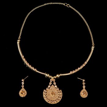 インドアクセサリー2点セット〔ネックレス、ピアス〕　パーティーや結婚式などへ(ID-NECKSET-572)