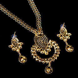 インドアクセサリー2点セット〔ネックレス、ピアス〕　パーティーや結婚式などへ - サブ5