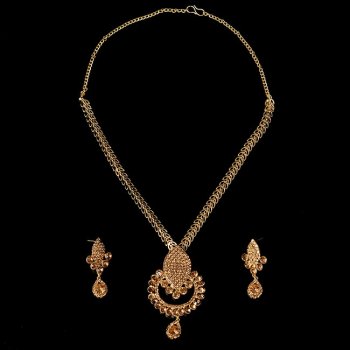 インドアクセサリー2点セット〔ネックレス、ピアス〕　パーティーや結婚式などへ(ID-NECKSET-574)