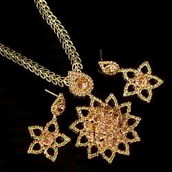 インドアクセサリー2点セット〔ネックレス、ピアス〕　パーティーや結婚式などへ - サブ2