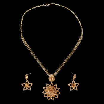 インドアクセサリー2点セット〔ネックレス、ピアス〕　パーティーや結婚式などへ(ID-NECKSET-575)