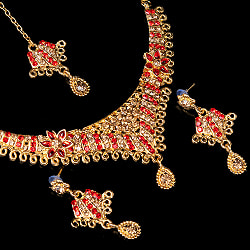 インドアクセサリー3点セット〔ネックレス、ピアス、ティッカ〕　パーティーや結婚式などへ - サブ2