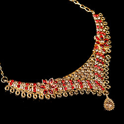 インドアクセサリー3点セット〔ネックレス、ピアス、ティッカ〕　パーティーや結婚式などへ - サブ4