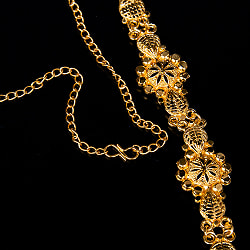 ゴージャス・ゴールド　ネックレス＆ピアスセット　インド伝統アクセサリー - サブ3