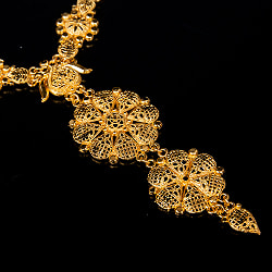 ゴージャス・ゴールド　ネックレス＆ピアスセット　インド伝統アクセサリー - サブ4