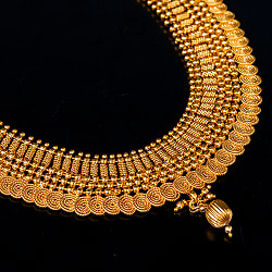 ゴールド・ドクラデザイン　ネックレス＆ピアスセット　インド伝統アクセサリー - サブ4