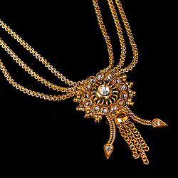 ゴールド・ドクラデザイン　ネックレス＆ピアスセット　インド伝統アクセサリー - サブ4