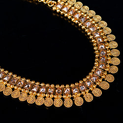 ゴールド・ドクラデザイン　ネックレス＆ピアスセット　インド伝統アクセサリー - サブ4