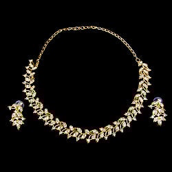 シンプルラインストーンのネックレス＆ピアスセット　パーティーや結婚式などへ　アクセサリーセット - サブ2