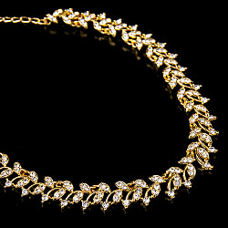 シンプルラインストーンのネックレス＆ピアスセット　パーティーや結婚式などへ　アクセサリーセット - サブ4